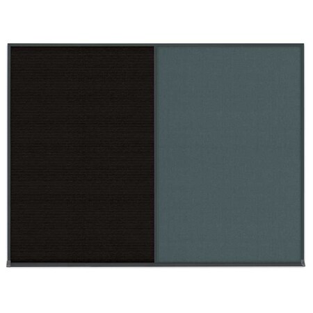 United Visual Products Triple Door Radius Plus Corkboard, 96" x UV8006PLUS-BLACK-APRICOT